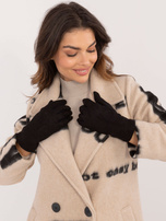 Hurt Czarne damskie rękawiczki w geometryczne wzory