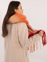 Hurt Czerwono-pomarańczowy zimowy szal z frędzlami