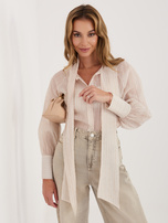Beżowa rozpinana koszula z wiązaniem