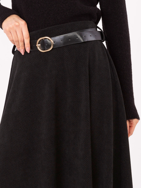 Czarna rozkloszowana spódnica z paskiem RUE PARIS