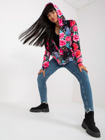 Hurtownia Czarno-różowa rozpinana bluza w kwiaty RUE PARIS