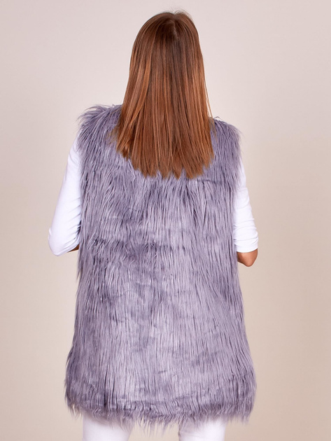 Szara kamizelka z długim włosem