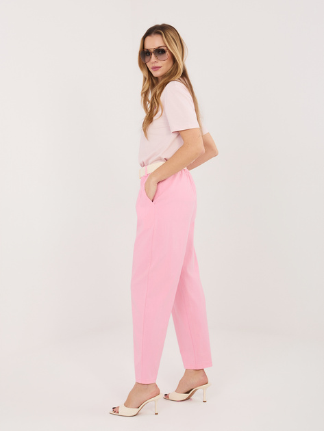 Różowe damskie spodnie straight leg z kieszeniami