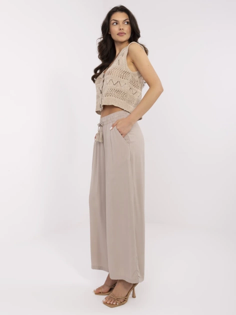 Ciemnobeżowe letnie spodnie palazzo SUBLEVEL