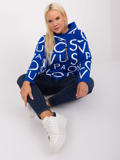 Hurt Kobaltowa bluza plus size z kapturem i kieszeniami