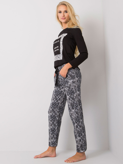 Czarny komplet do spania z nadrukiem