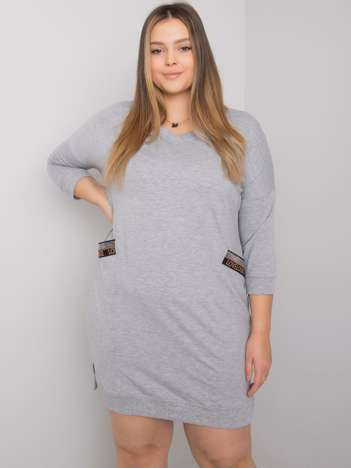 Szara melanżowa sukienka plus size z kieszeniami Susan