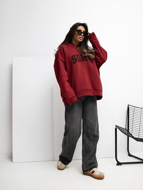 Bordowa bluza z kontrastowym napisem RUE PARIS