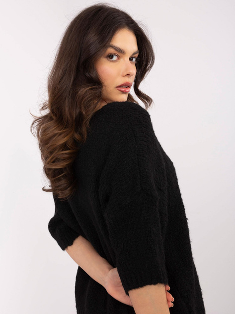 Hurt Czarny sweter oversize z krótkim rękawem