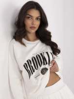 Ecru dwuczęściowy komplet damski z napisami