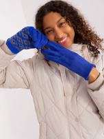 Hurt Kobaltowe rękawiczki z dzianinową nakładką 