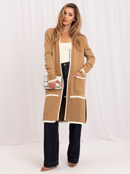 Dunkelbeige Damen Oversize-Cardigan RUE PARIS.