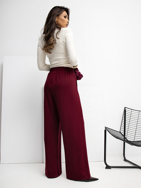 Bordowe spodnie palazzo z wiązaniem RUE PARIS