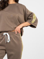 Brązowy dresowy komplet z rękawem 3/4 RUE PARIS 