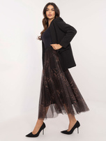 Hurtownia Czarno-brązowa tiulowa spódnica we wzory