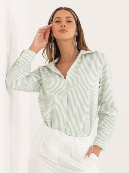 Pistacjowa klasyczna koszula w paski