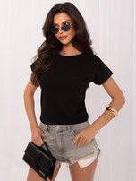 Hurt Czarny bawełniany damski t-shirt basic