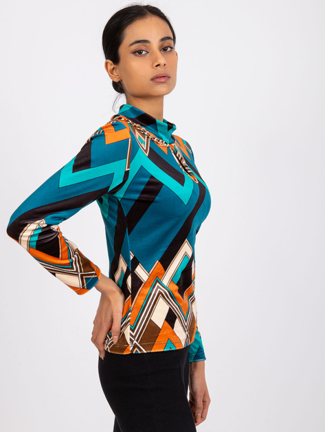 Morsko-pomarańczowa bluzka welurowa Pari