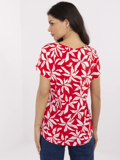 Koralowa bluzka z krótkim rękawem SUBLEVEL