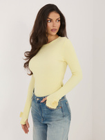 Jasnożółta prążkowana bluzka z dziurami na kciuki RUE PARIS 