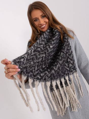 Wholesale Black-beige patterned scarf.