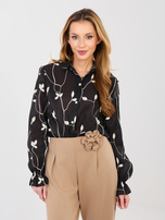 Czarna prześwitująca koszula z haftem 