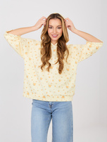 Pastelowa żółta damska bluza oversize w kwiatki 