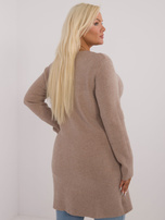 Hurt Ciemnobeżowy damski sweter plus size z wiskozą