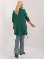 Hurtownia Ciemnozielona bluzka plus size z napisami i dżetami