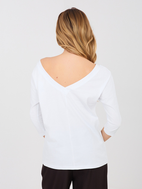 Biała damska bluzka basic z dekoltem na plecach RUE PARIS