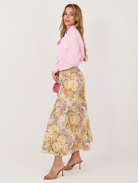 Żółta rozkloszowana spódnica w kwiaty