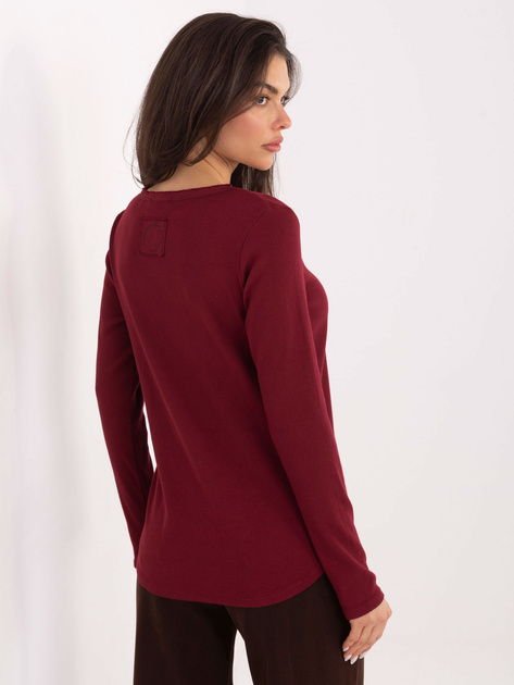 Bordowa bawełniana bluzka w prążek