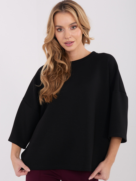 Czarna bluzka basic z domieszką modalu