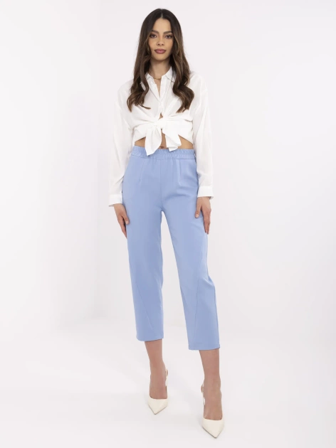 Niebieskie eleganckie spodnie o długości 7/8 OCH BELLA