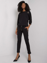 Czarny komplet bawełniany z aplikacją Jane RUE PARIS