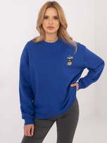 Hurtownia Kobaltowa bluza bez kaptura z naszywką 