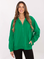 Zelena raztegljiva oversize bluza s kapuco.