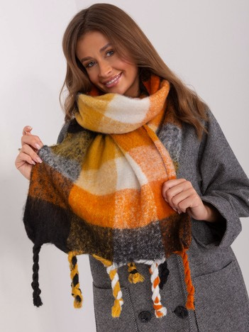 Hurt warmer schwarz-orange Damen Schal mit Karomuster.