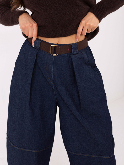 Granatowe szerokie jeansy 7/8