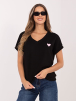 Czarna casualowa bluzka oversize z dekoltem V