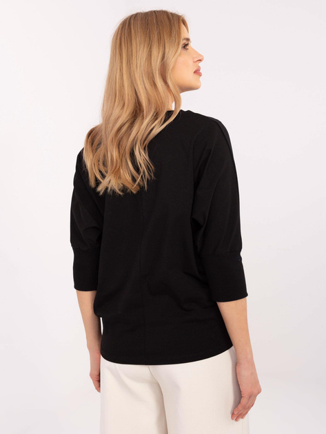 Hurt Czarna damska bluzka z okrągłym dekoltem