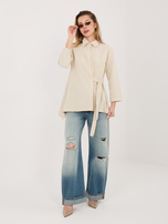 Beżowa asymetryczna koszula z sztruksu RUE PARIS 