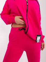 Hurt Fuksjowy dresowy komplet plus size z bawełny