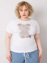 Biała bluzka plus size z dżetami Luce