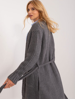 Hurtownia Ciemnoszary kardigan damski z kieszeniami