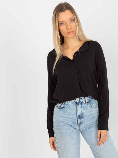 Hurt Czarna asymetryczna bluzka koszulowa z wiskozy SUBLEVEL