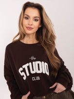 Czekoladowa bawełniana bluza oversize z haftem