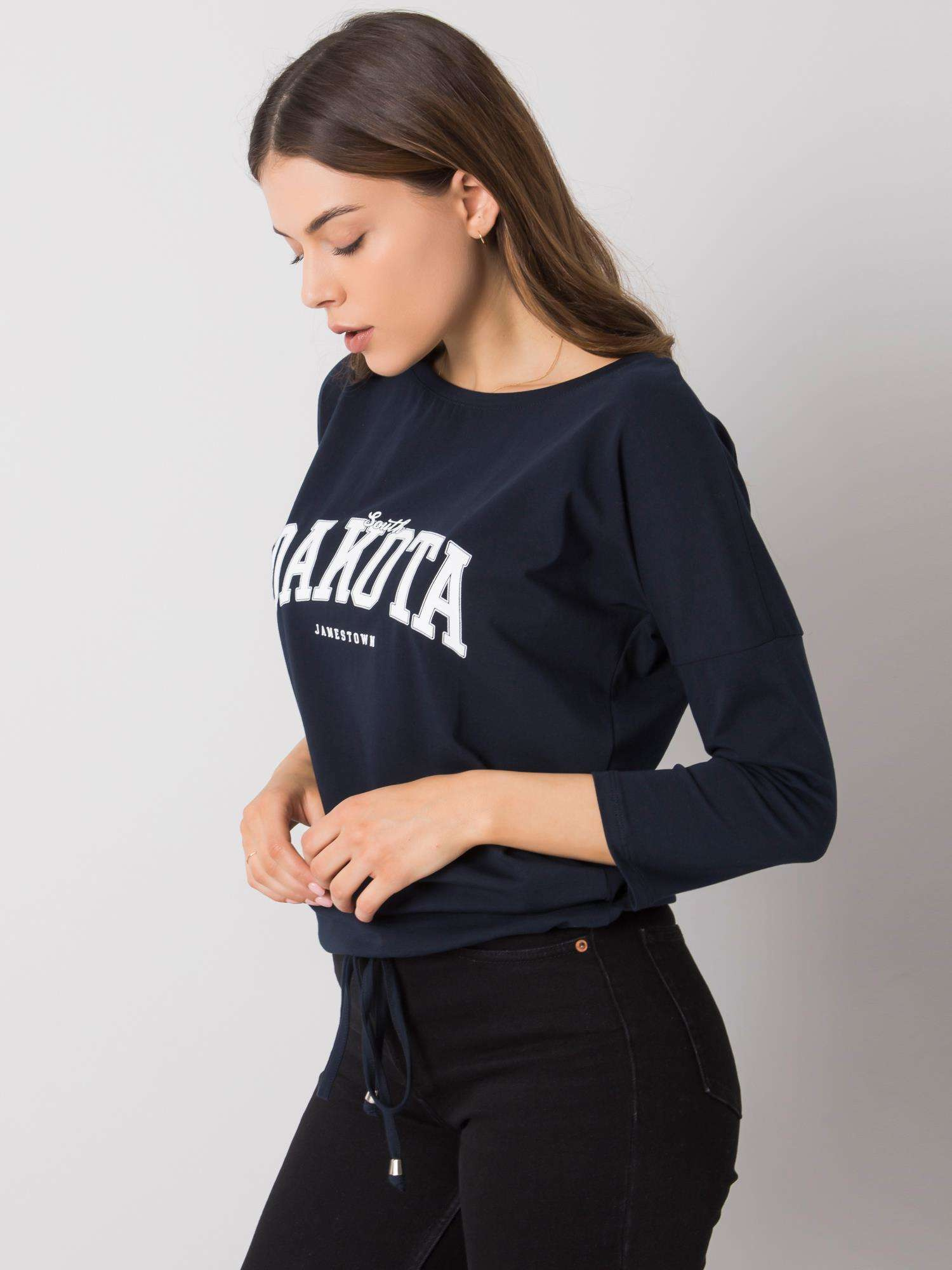 Navy blue blouse with print Rosita RUE PARIS