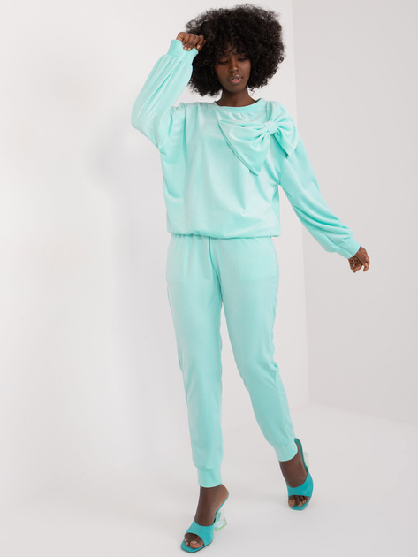 Hurtownia Miętowy casualowy komplet damski z weluru