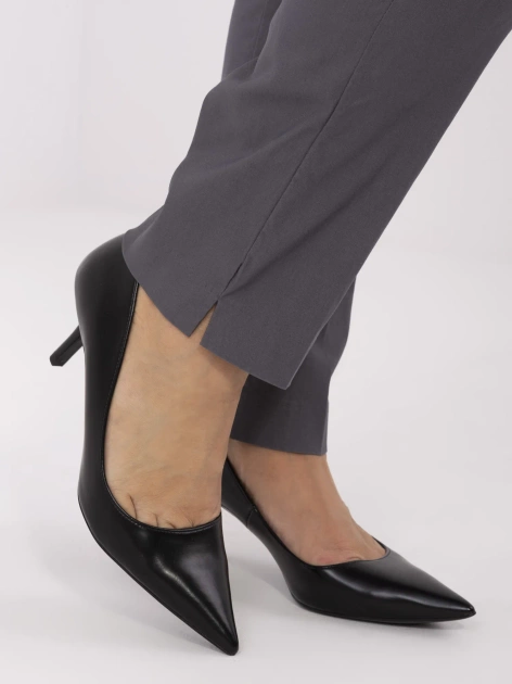 Grafitowe eleganckie spodnie plus size z kieszeniami